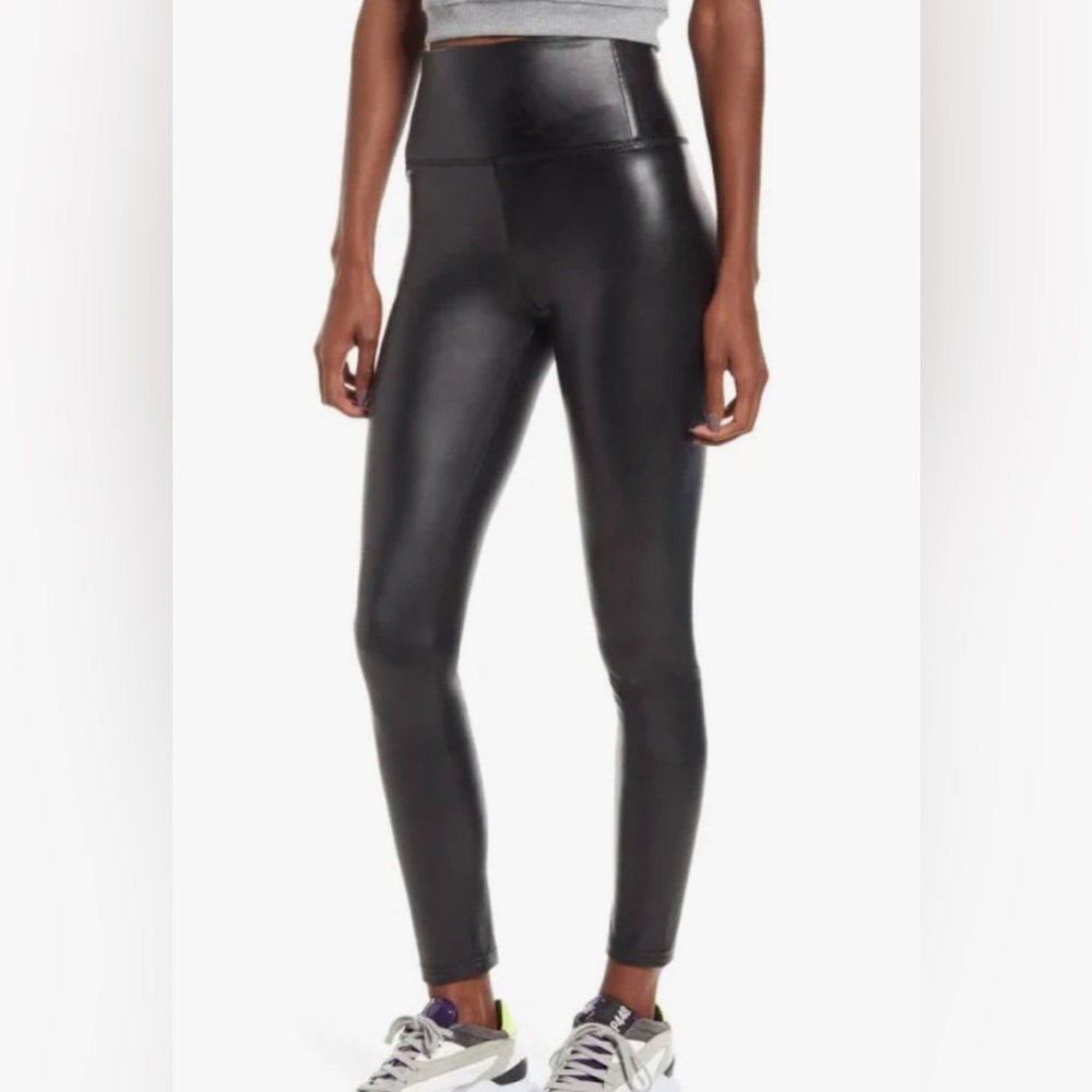 BP Black Shiny Faux Leather Pull-On Leggings